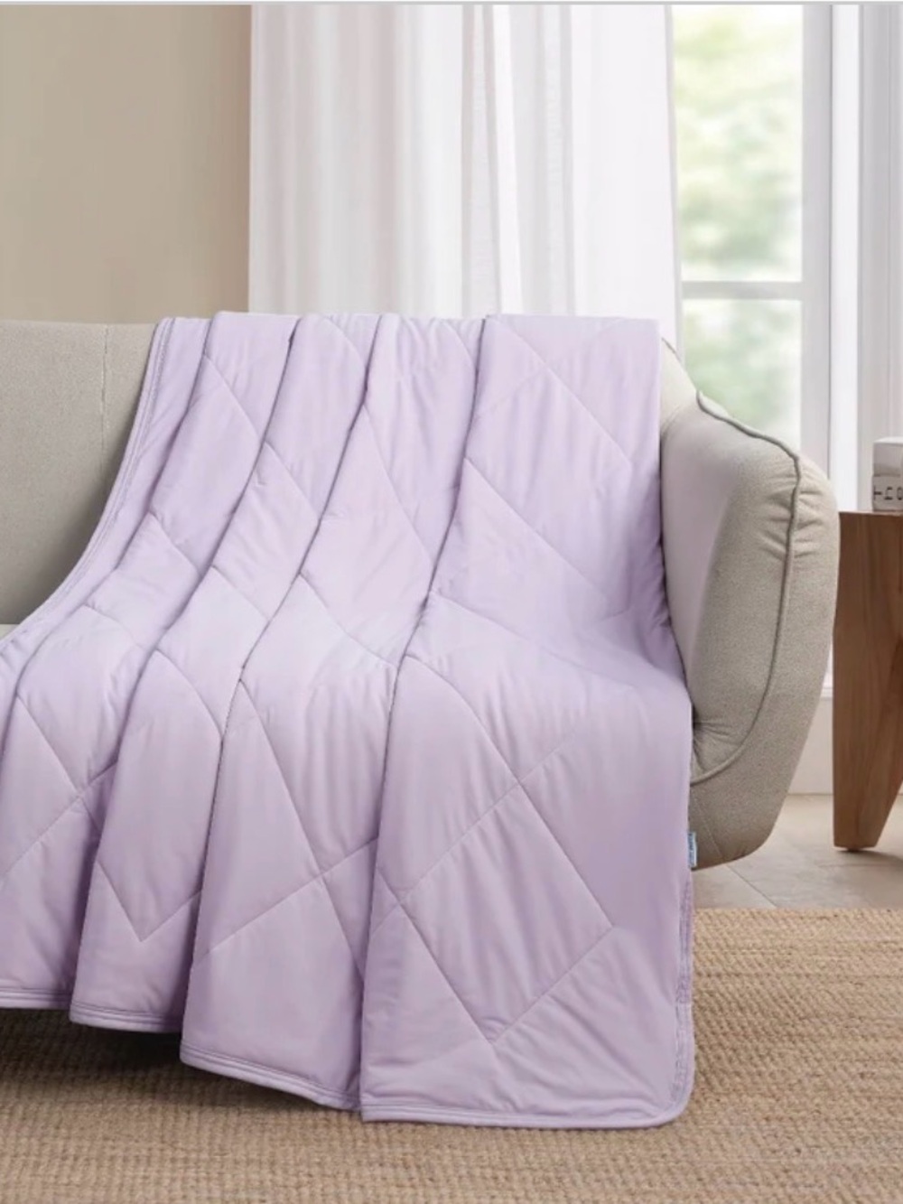 Light Purple Cooling Throw Blanket - Soft Lightweight Comfort